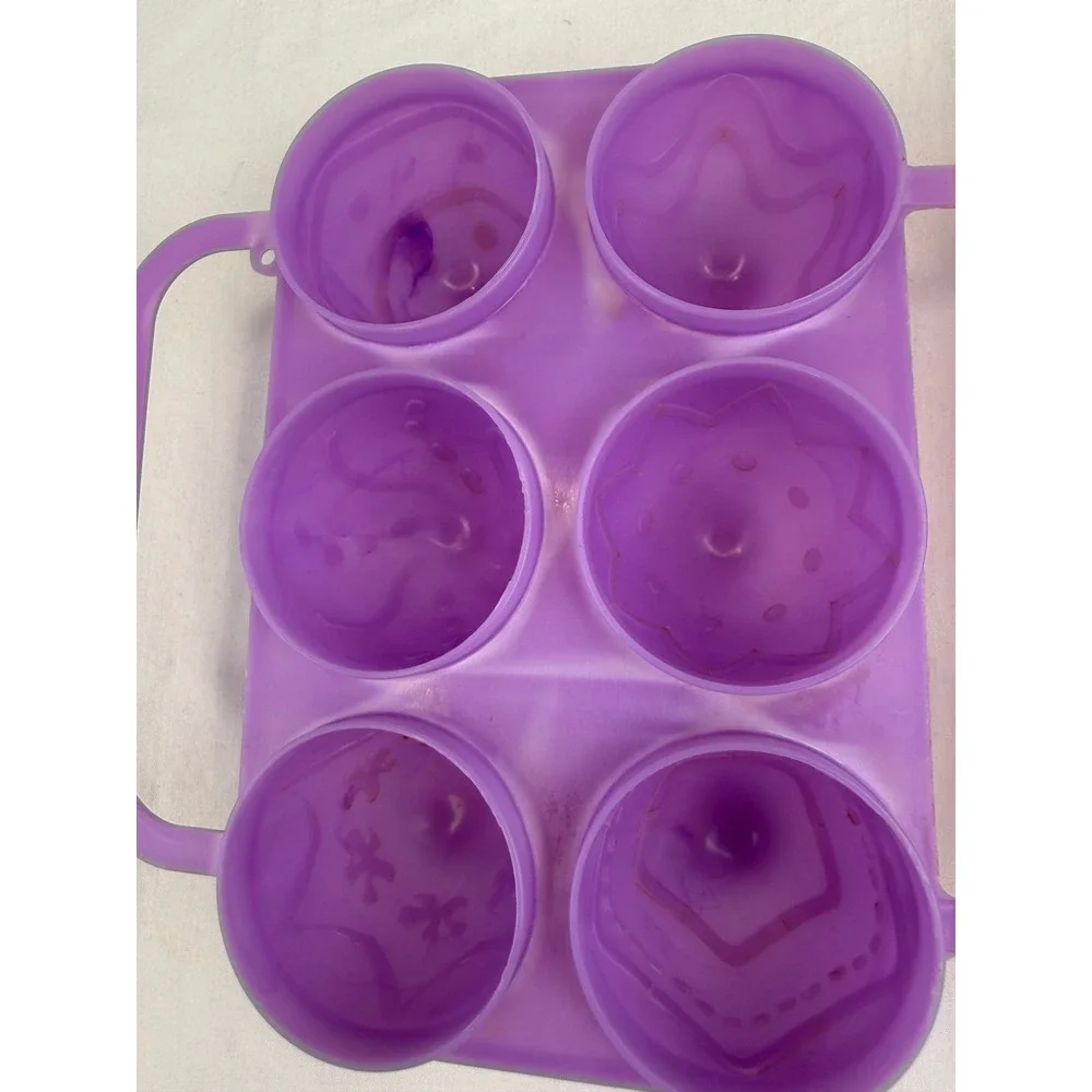 Vintage Jell-O Jiggler Egg Molds Set of 2 Pink and Purple Plastic 6 Cavity Trays